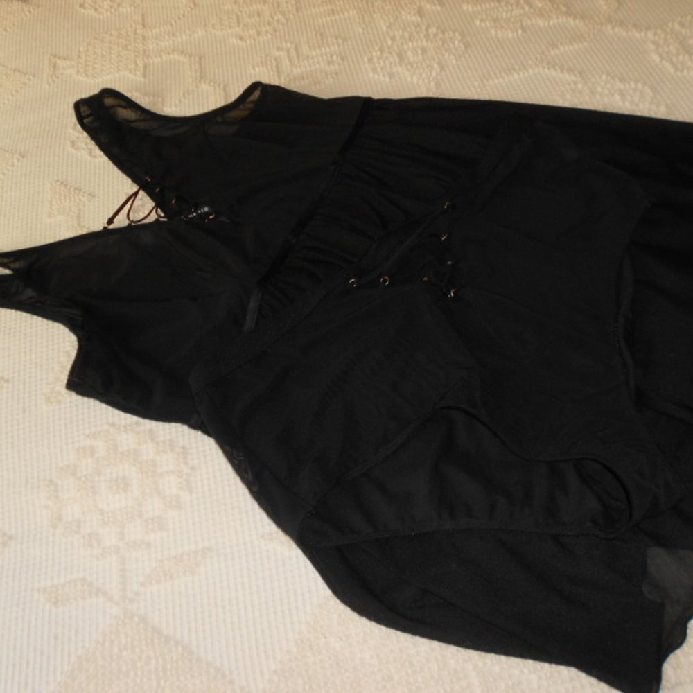 Torrid 4 Sheer Black Lace Up Baby Doll Nighty with Panties
